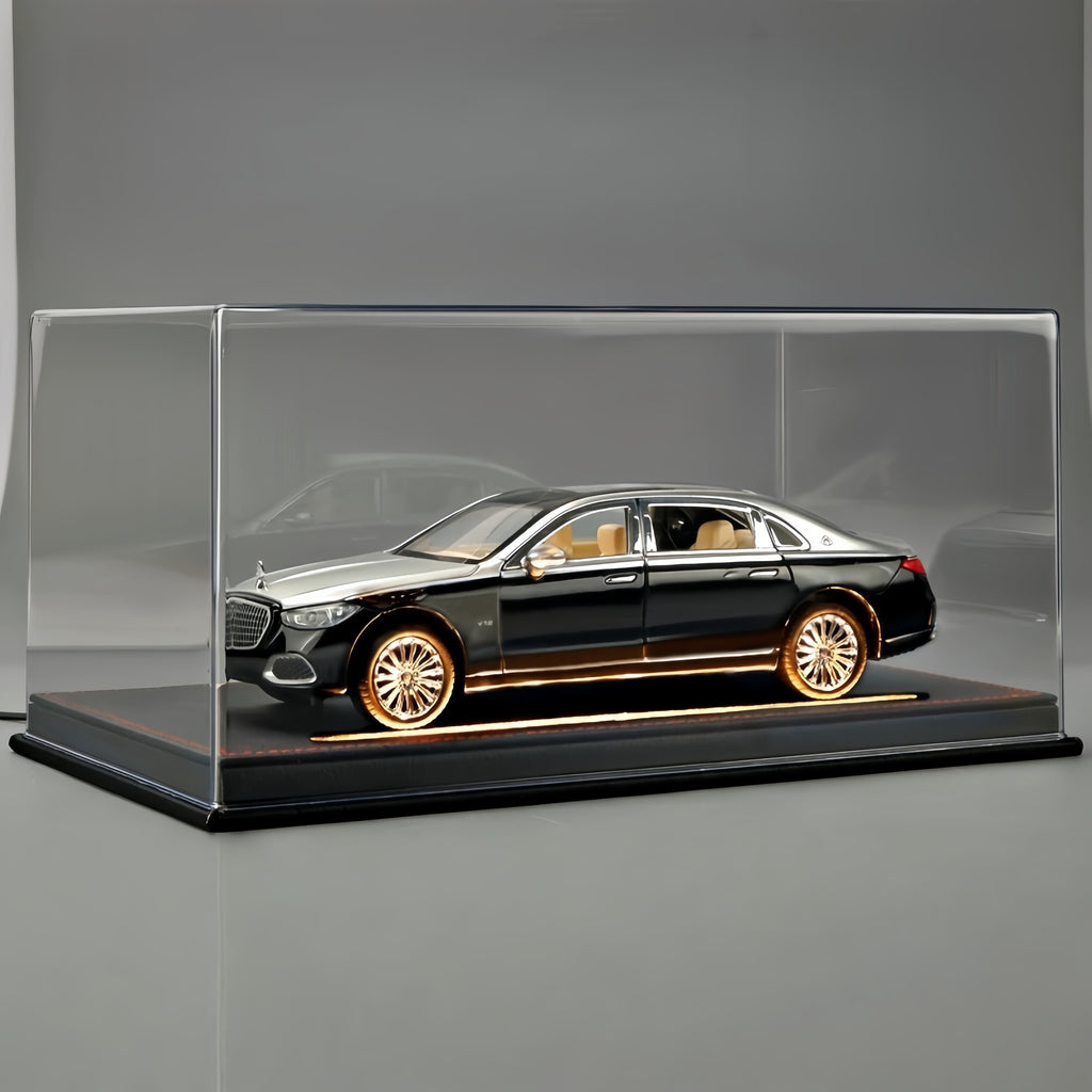 Mercedes-Maybach S680 (Z10) 1:24 Diecast Model - Two-Tone Navy/Silver, Opening Doors, Detailed Rear Console with Refrigerator & Maybach Multi-Spoke Wheels