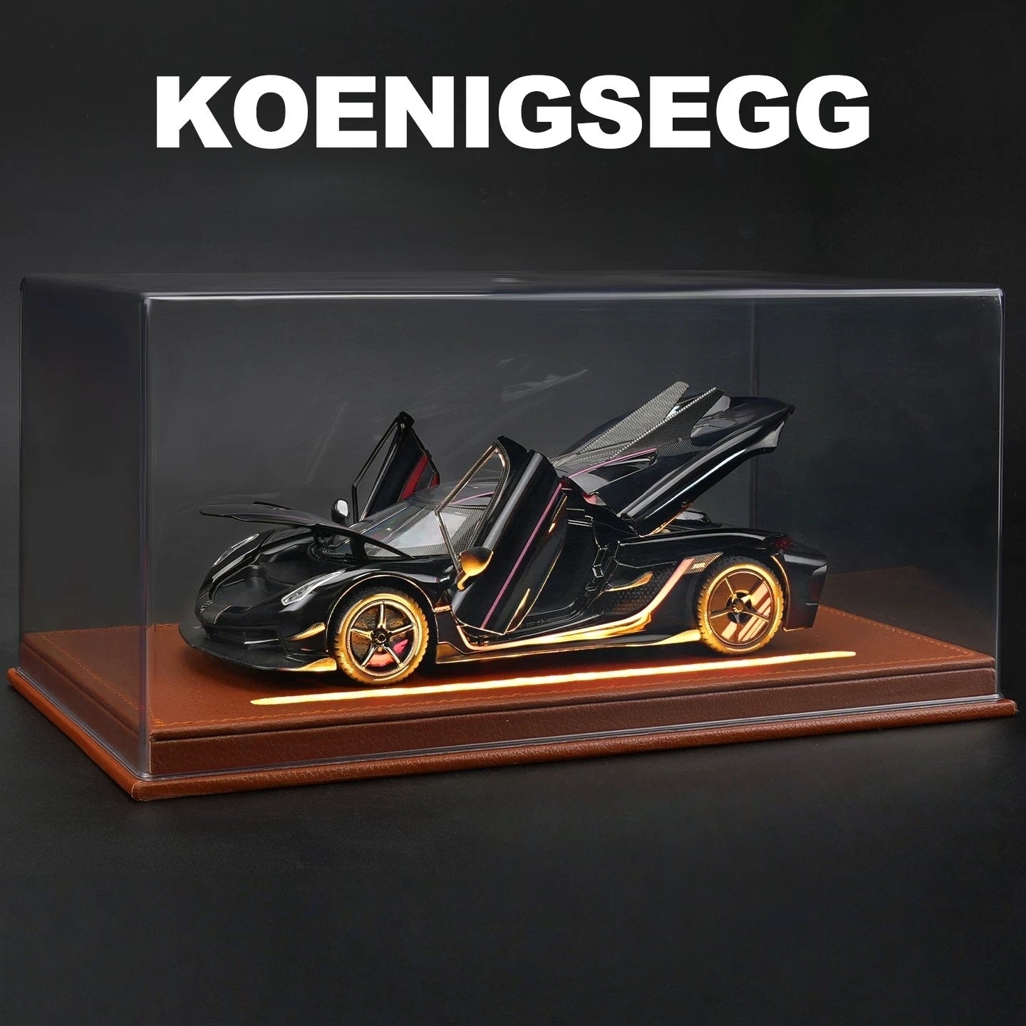 Koenigsegg Absolut 1:24 Diecast Model - Frozen Titanium, Opening Dihedral Syncro Helix Doors, Detailed Naked Carbon Interior & Aero Carbon Wheels
