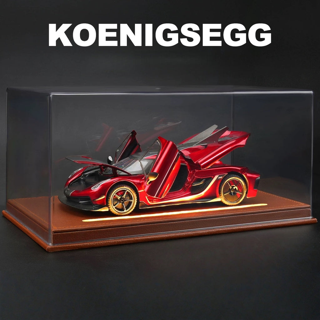 Koenigsegg Absolut 1:24 Diecast Model - Frozen Titanium, Opening Dihedral Syncro Helix Doors, Detailed Naked Carbon Interior & Aero Carbon Wheels