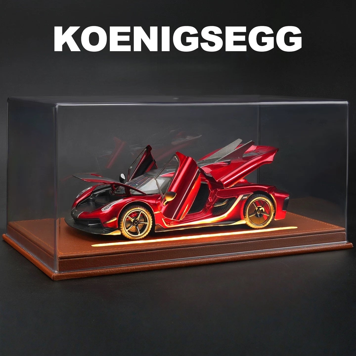 Koenigsegg Absolut 1:24 Diecast Model - Frozen Titanium, Opening Dihedral Syncro Helix Doors, Detailed Naked Carbon Interior & Aero Carbon Wheels