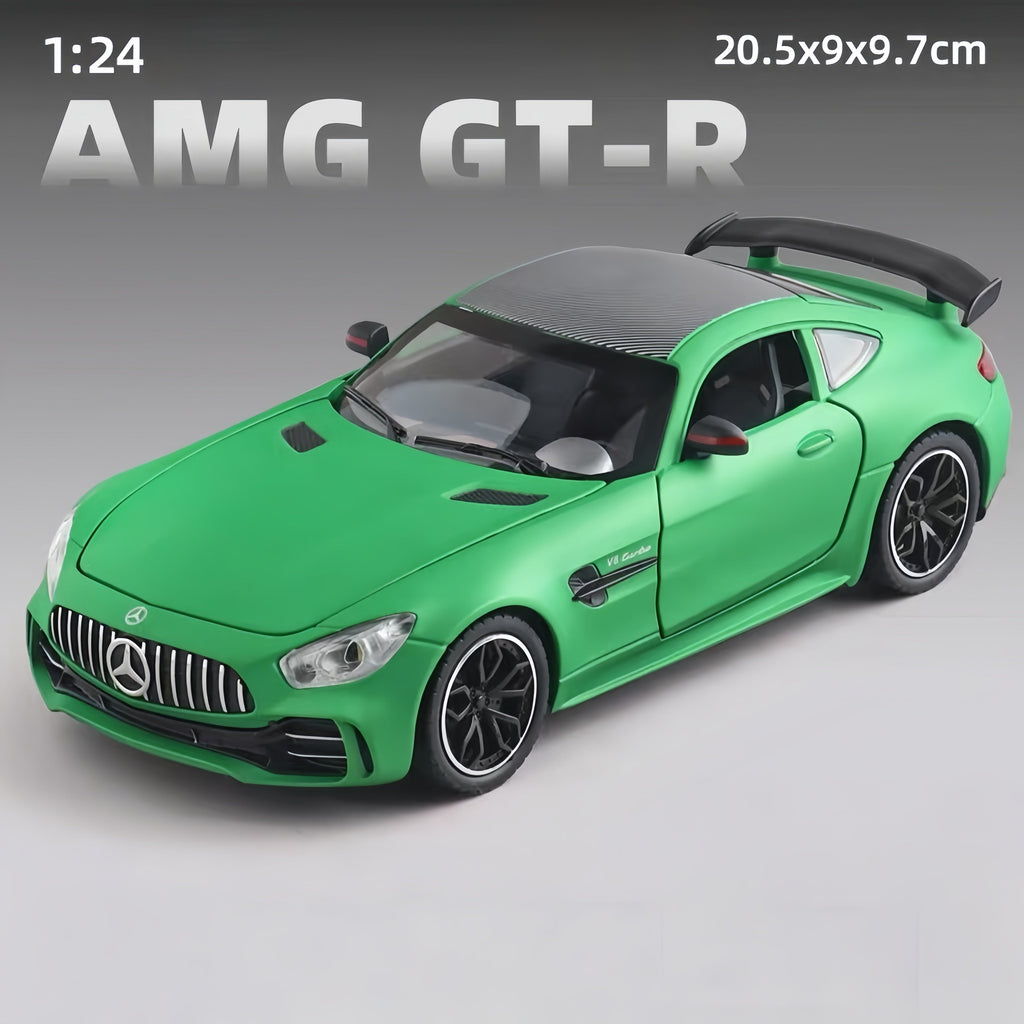 Mercedes-AMG GT R (C190) 1:24 Scale Diecast Model - AMG Green Hell Magno, with Active Rear Spoiler & Full Interior Detail