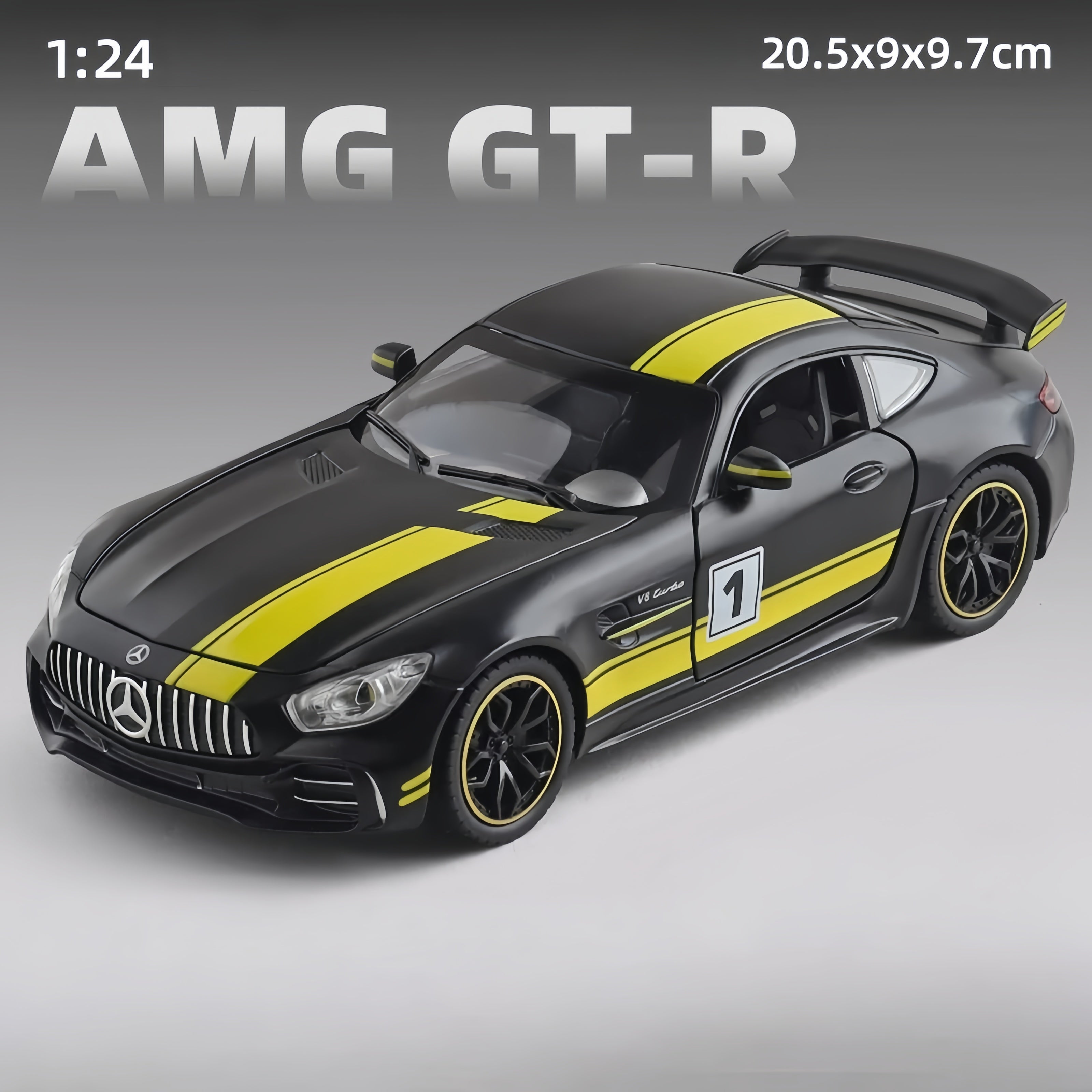 Mercedes-AMG GT R (C190) 1:24 Scale Diecast Model - AMG Green Hell Magno, with Active Rear Spoiler & Full Interior Detail