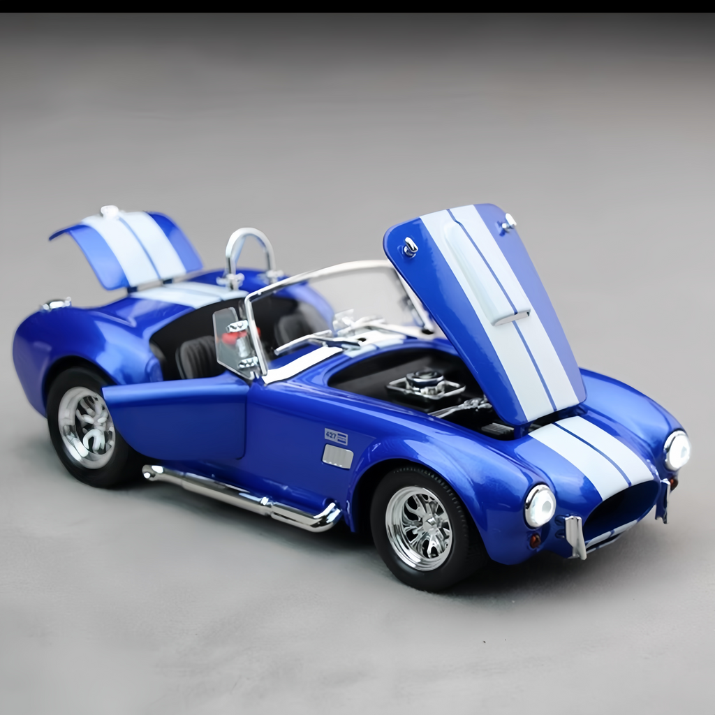 Shelby Cobra 427 1:24 Scale Diecast Model - Alloy Body, Detailed Interior, Opening Parts & Classic Knock-Off Wheels