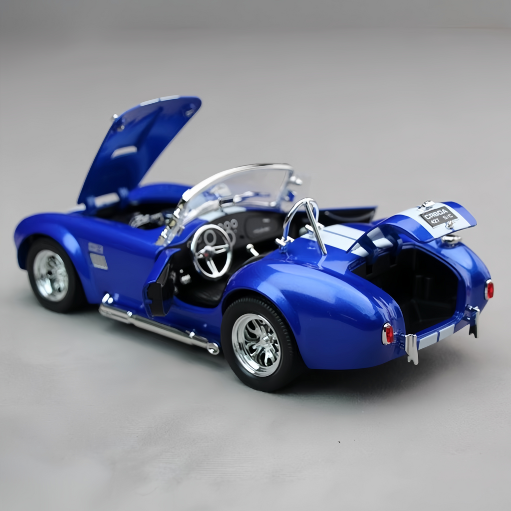 Shelby Cobra 427 1:24 Scale Diecast Model - Alloy Body, Detailed Interior, Opening Parts & Classic Knock-Off Wheels