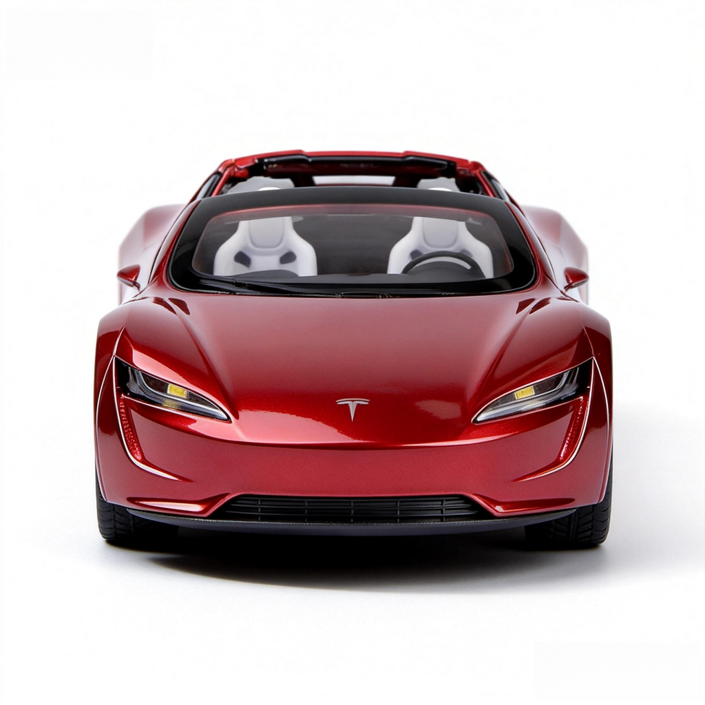 Tesla Roadster with SpaceX Package 1:24 Diecast Model - Opening Doors, Detailed “Cold Air” Thrusters, Glass Roof & Carbon Fiber Aero Wheels