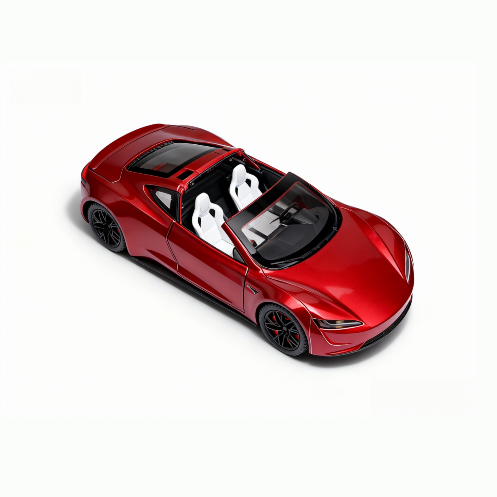 Tesla Roadster with SpaceX Package 1:24 Diecast Model - Opening Doors, Detailed “Cold Air” Thrusters, Glass Roof & Carbon Fiber Aero Wheels
