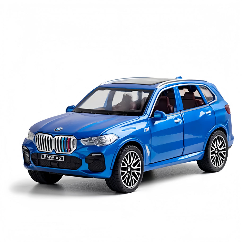 BMW X5 (G05) M Sport 1:32 Diecast Model - Phytonic Blue, Opening Doors & Sunroof, Detailed Crystal Gear Selector