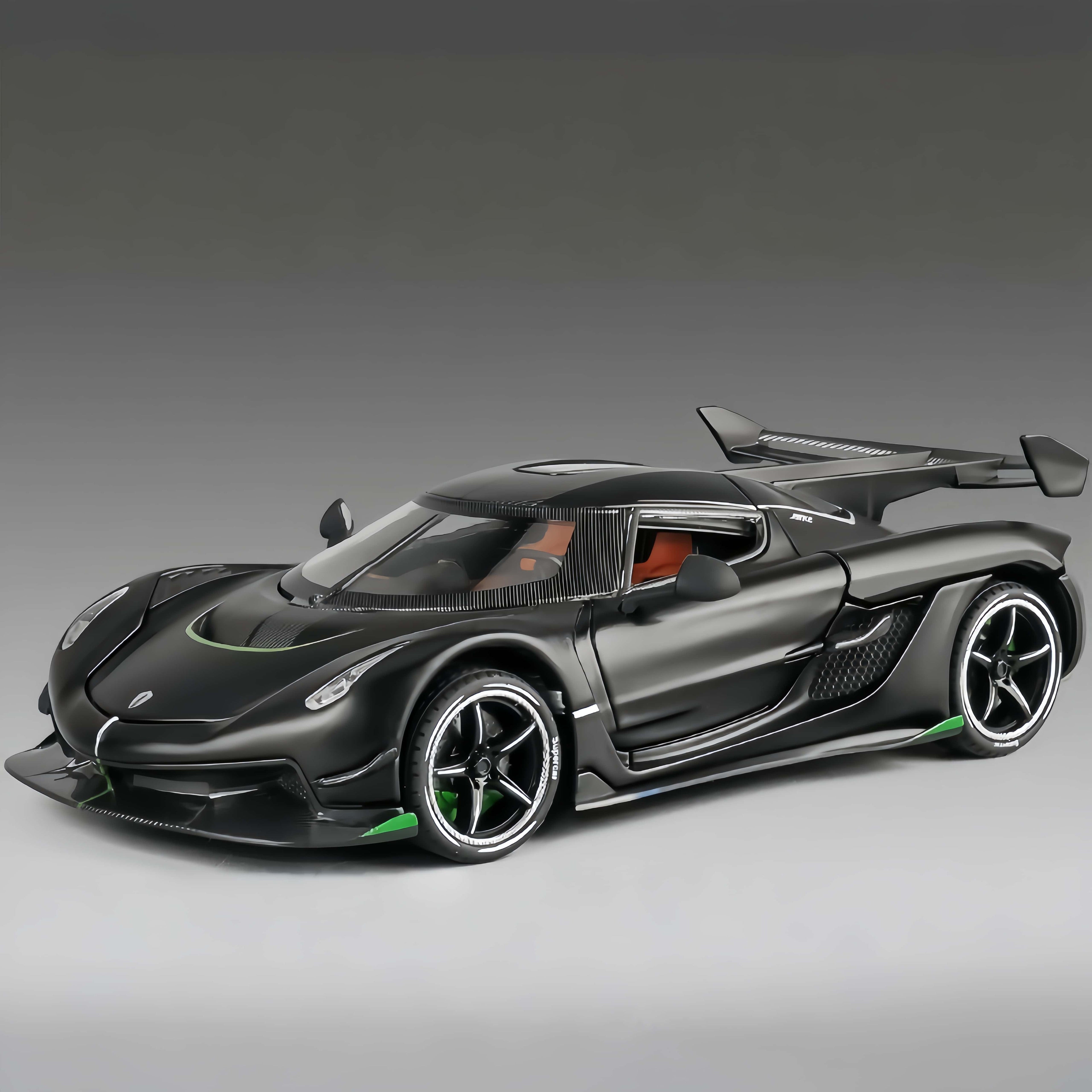 Koenigsegg Jesko Attack 1:24 Diecast Model - Opening Dihedral Syncro Helix Doors, Active Rear Wing, Detailed V8 Engine & Aero Carbon Wheels